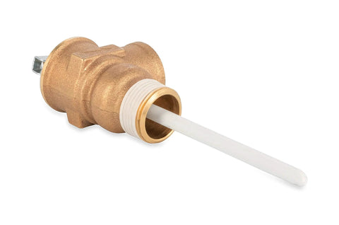 Automatic Temperature And Pressure Relief Valve With Extension Probe And Lever For 3/4 Inch NPT Heavy Duty All Brass Body With Stainless Steel Spring ASME Section IV Rated For Water Heaters Pressure Reducing And Regulating Valve side view.