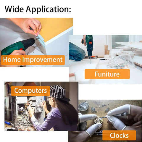 Applications of 304 Stainless Steel Metric Micro Screws And Nuts Set in home improvement, furniture, computers, and clocks.