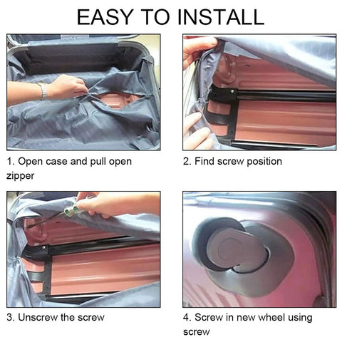 Steps to install 2 Pcs A52 Quiet Single Row Wheel for Suitcases Universal Luggage Replacement Wheels, Silent and Durable.