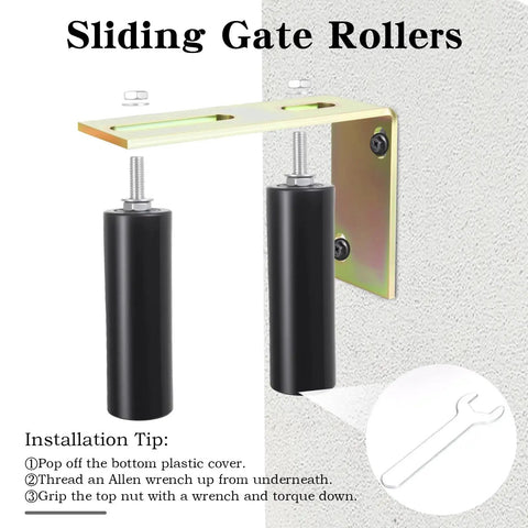 Six Inch Gate Roller Guide For Sliding Gates With L Bracket Universal Adjustable Heavy Duty Sliding Gate Rollers Black Gate Kit