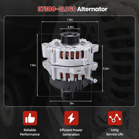 180 Amp Alternator Replacement For Hyundai Palisade 2020 To 2023 And Kia Telluride 2020 To 2022 3.8L V6 CW Rotation S6 Pulley