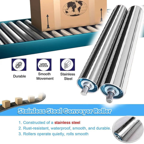 Heavy Duty Stainless Steel Conveyor Roller Kit 10 Pack Replacement Rollers For Factory And Warehouse Use 25mm Diameter 150mm Length