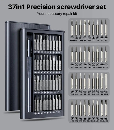 37-In-1 Small Precision Screwdriver Set With Bearing Steel Bits and magnetic mini repair tool kit in compact case