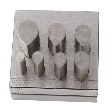 Punch Die Disc Cutter Set For DIY Jewelry Making, Drop Shaped Dies In Seven Sizes, Flat Bottom Precision Punch Tool on display