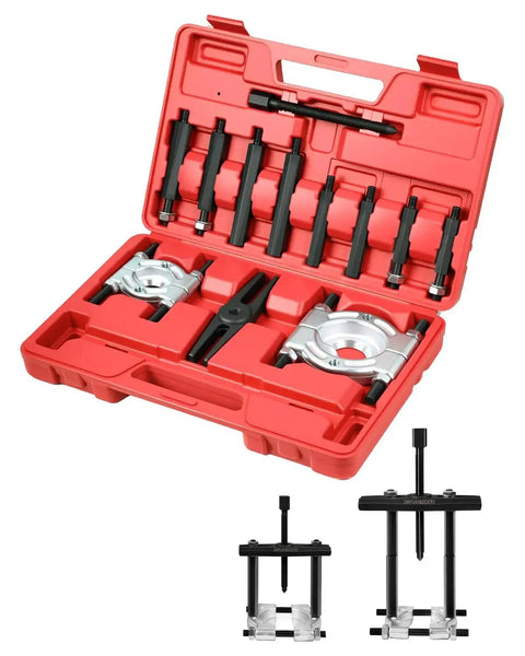 12 Piece Bearing Separator Set With Heavy Duty 5 Ton Capacity for 2 Inch and 3 Inch Bearings Splitters Puller Kit in red case