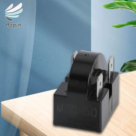 3 Pin 125W Refrigerator Start Relay And Thermal Overload Protector for mini fridges and car coolers, 15 Ohm, black finish