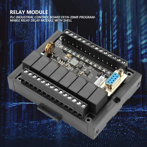 FX1N-20MR PLC Controller Module with Relay Output and Delay Logic, black industrial control board for rugged automation.