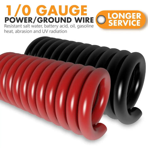1/0 Gauge CCA Power And Ground Wire Kit 40 Ft Total 20 Ft Red 20 Ft Black with free wire cutter for car amplifier and solar RV