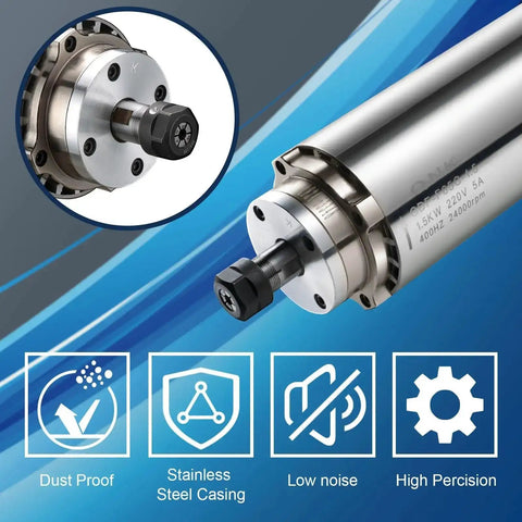 CNC Spindle Motor Kit One Point Five Kilowatt 220V Air Cooled Spindle With VFD Inverter 400Hz 24000RPM ER11 Collet Set