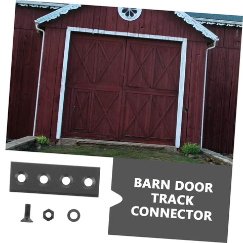 Heavy Duty Metal Sliding Barn Door Hardware Kit With Black Track Connector Set Replacement Rail Connection Board Durable Easy Install