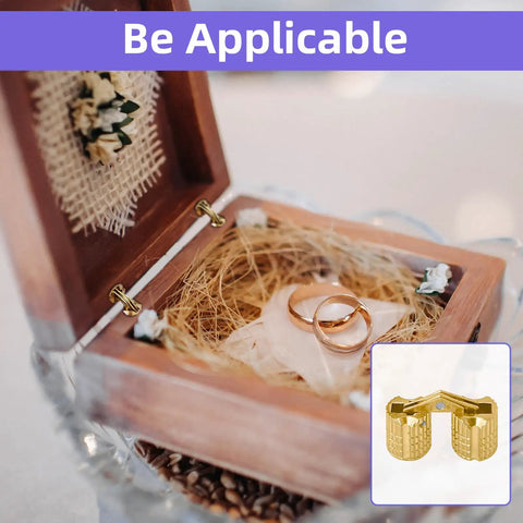 8Pcs Brass Barrel Hidden Hinges Set With 8mm 10mm 12mm And 14mm Sizes, 180 Degree Opening Concealed Cabinet Hinges on jewelry box