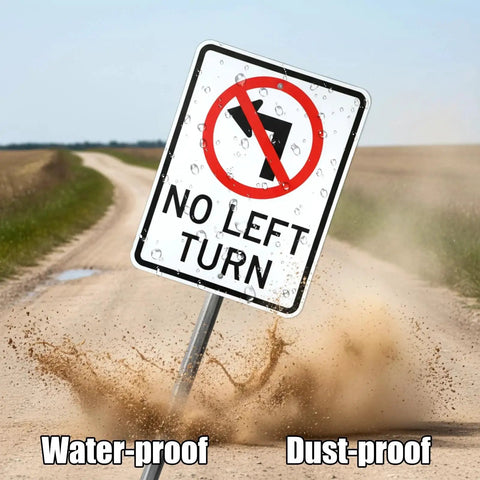 No Left Turn Signs Pelopy 2 Pack 24 By 18 Inches Reflective Aluminum Weatherproof Rust Free Signage in dusty road