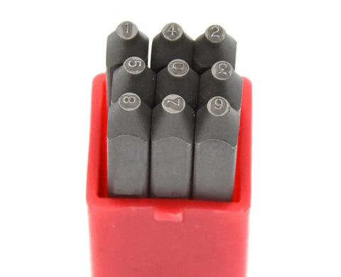 Beefy Heavy Duty Steel Stamp Set 36 Piece showing numbers 0-9 in 1 Sixteenth Inch 1.5mm size for jewelry making and metal craft projects