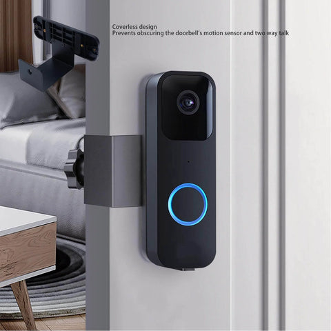 Anti-Theft Doorbell Mounting Bracket Kit For Video Doorbell Installation And Office Entryway Security installed on door