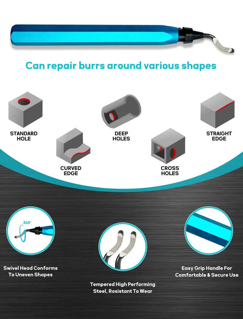 Deburring Tool With 12 HSS Rotary Blades For 3D Printing Resin And Metal Deburring Of Tubing And Small Parts With Blue Handle