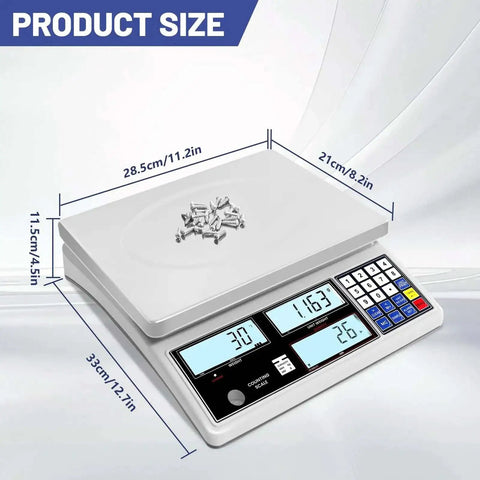Heavy Duty Counting Scale For Small Parts 30kg 66lb Capacity, 1g Precision, Switchable Modes, digital display, stacked