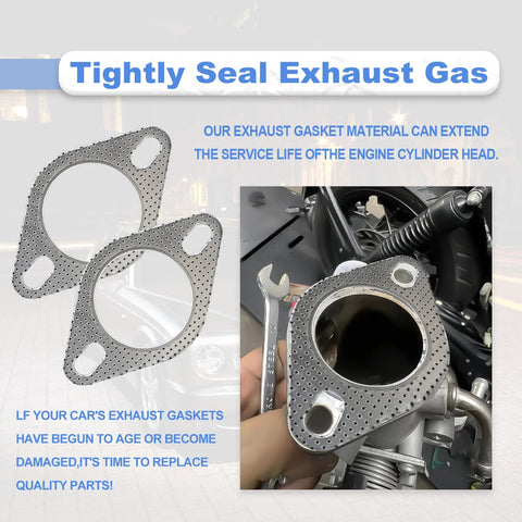 Pair of 2.5-inch exhaust gaskets with perforated metal, two-bolt flange, high-temperature gasket material