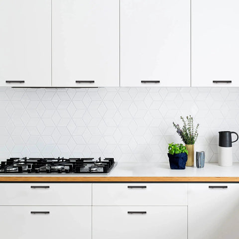 Modern kitchen with oil rubbed bronze curved cabinet handles arch drawer pulls for kitchen 3 inch hole centers 25 pack displayed on white cabinetry.