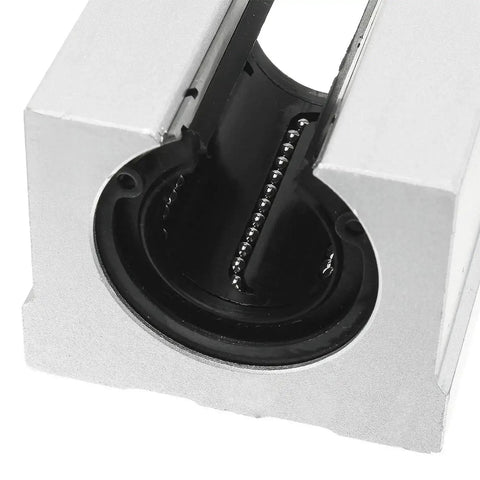 Open Linear Bearing SBR25UU Slide Unit for 25mm Shaft, aluminum block, detailed close-up view, CNC and 3D printer use