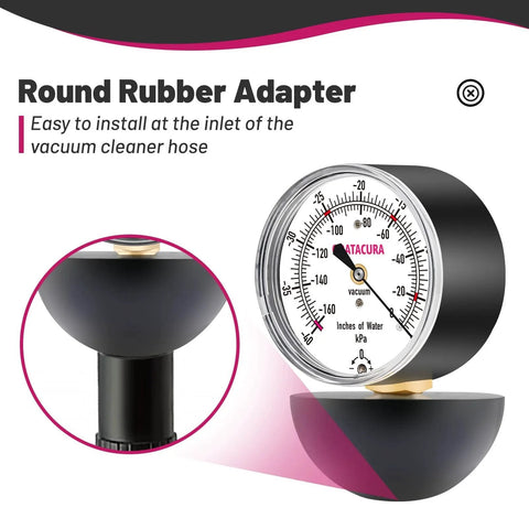 Vacuum Suction Gauge For Household And Central Vacuums, 0 To 160 Inches Of Water, Two And A Half Inch Dial, close-up view