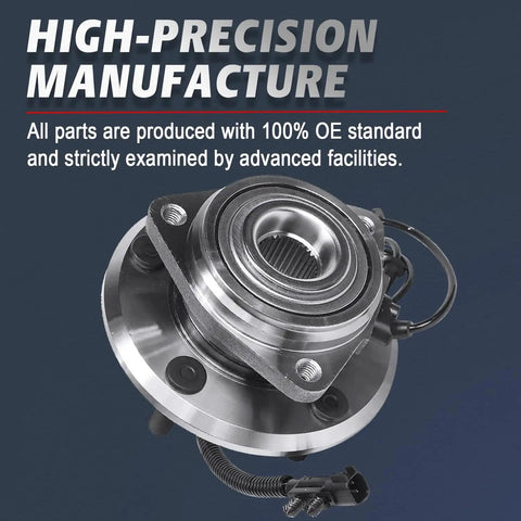 Front Wheel Bearing And Hub Replacement Assembly For 2007 2016 Jeep Wrangler With Four Wheel ABS 5 Lugs 3 Bolt Triangular Flange Direct Fit Heavy Duty Hub 513272 displayed with metal finish and wiring