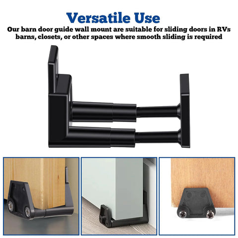Two Pack Adjustable Barn Door Floor Guide Set With Wall Mount Guides and Screws for RVs, Barns, Closets, Home Spaces