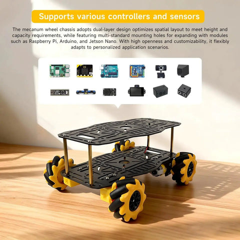 Mecanum Wheel Robot Chassis Kit With 360 Degree Omnidirectional Movement Aluminum Alloy Frame 60mm Omnidirectional Wheels TT Motors