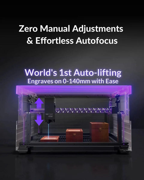Powerful 45W Desktop Laser Engraver And Cutter With Rotary Pro Auto Lifting And HD Camera in operation with wooden blocks