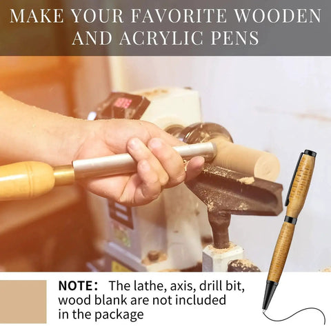Person using lathe with 7mm copper pen kit from Slimline Pen Kit Set 7mm Twist With Refill Black, 20 Pack Wood Turning Lathe Supplies