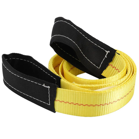 4-pack lifting straps: yellow nylon flat tow straps with black end loops, 6 ft x 2 in