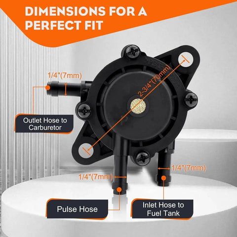 Fuel Pump Replacement For Z225 Z235 Z245 Z255 Z335E Z335M Z345M Z345R Z355R Z375R Z425 Z435 Z445 Z465 Lawn Mower LG808656 with hose dimensions