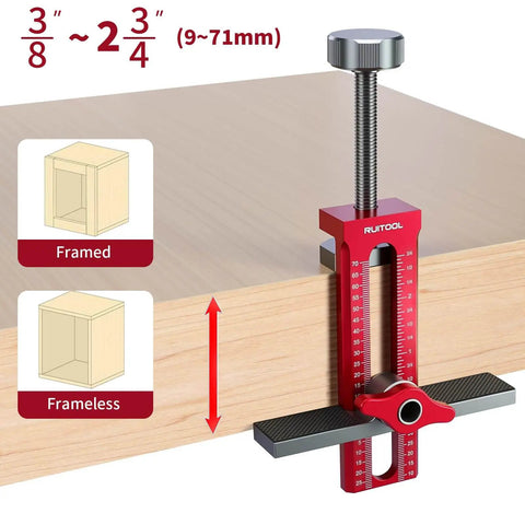 Three In One Cabinet Door Mounting Jig With Support Base For Frameless Or Face Frame Cabinets, Adjustable Aluminum Alloy Hardware Jig For Wall And Base Cabinets, Pro Grade Installation Tool For Precise Drilling And Mounting on wood edge