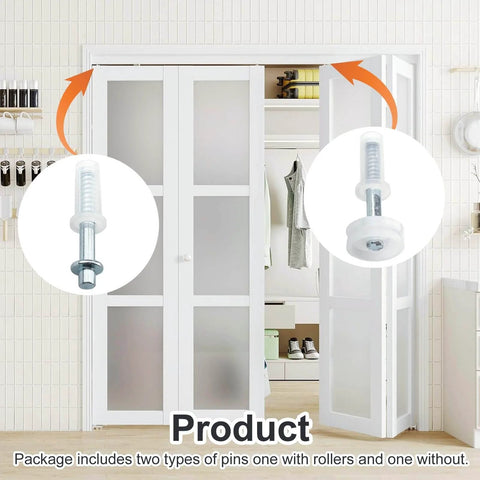 2 Pack Bi Fold Door Hardware Top Pivot And Guide Wheel Replacement Kit For N7266 Style Bi Fold Doors, Easy Install
