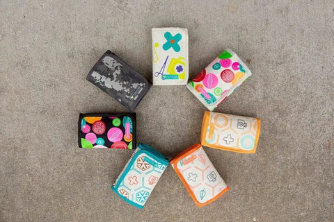 Decorative patterned cases for travel first aid kits for kids.
