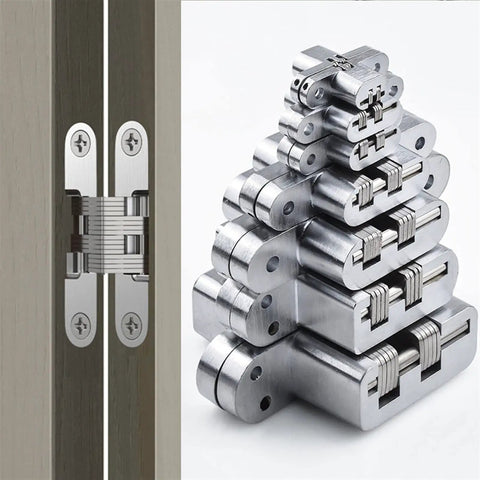 Stacked stainless steel Beefy 180 Degree Concealed Door Hinge For Heavy Doors Built In Stainless Steel Hidden Cross Gemel