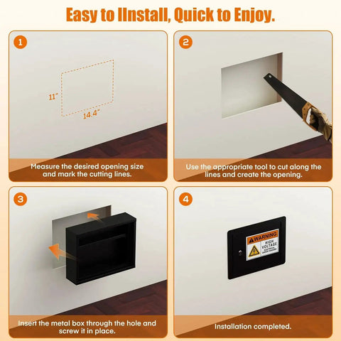 Installation steps for Rock Solid In Wall Steel Safe With Concealed Panel And Discreet Front Fits 16 Inch Studs Key Lock Security Cabinet