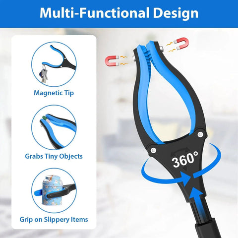 Thirty Six Inch Foldable Grabber Reacher Tool With Anti Slip 360 Degree Rotating Jaw Magnetic Tip for seniors