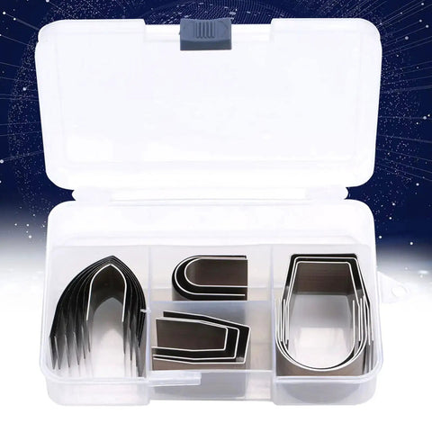 Leather Hole Punch Set With Half Round End Punches, 3 Shapes, 18 Pieces, DIY Embossing Cutting Grinding Tools in storage case