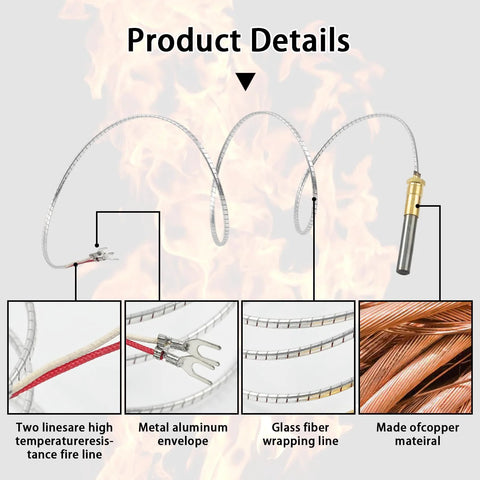 1950-001 Robertshaw thermopile, 36-inch, 250–750 mV, two-lead with PG9 adapter, metal braided sheath