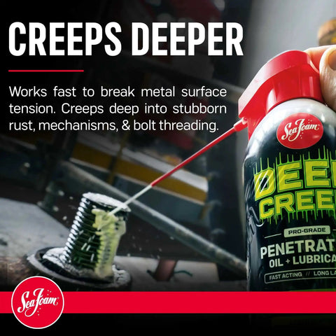 Deep Creep Penetrating Oil And Lubricant DC14 12 Ounce Pack Of 6 used to loosen rusted bolt with straw nozzle application