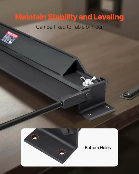 Box And Pan Brake 30 Inch Sheet Metal Bender For 18 Gauge Steel 0 To 135 Degree Adjustable Heavy Duty Aluminum Folder mounted on a table