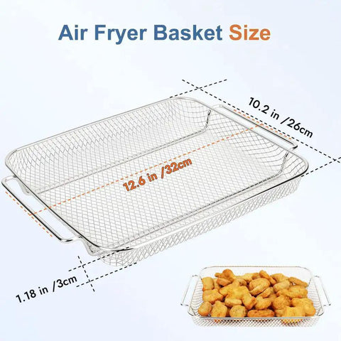 Replacement Air Fryer Basket For Emeril Lagasse 26 Qt French Door Oven 360 Extra Large, 12.6 x 10.2 Inches Stainless Steel
