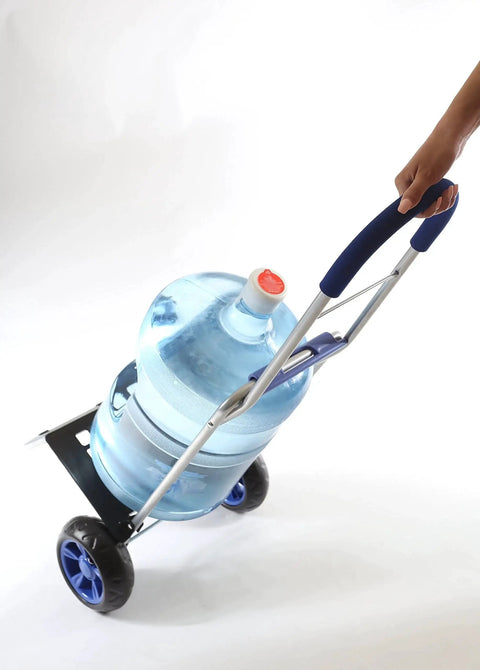 Person using Foldable Trolley Dolly Shopping Cart For Groceries With Heavy Duty Wheels And Removable Bag Rolling Personal Hand Truck