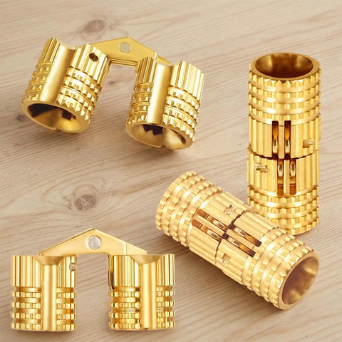 Hidden Brass Hinges Set, 6 Pcs, 8 Mm, 180 Degree Opening, Invisible Furniture Hinges For DIY Jewelry Boxes, Gold Finish