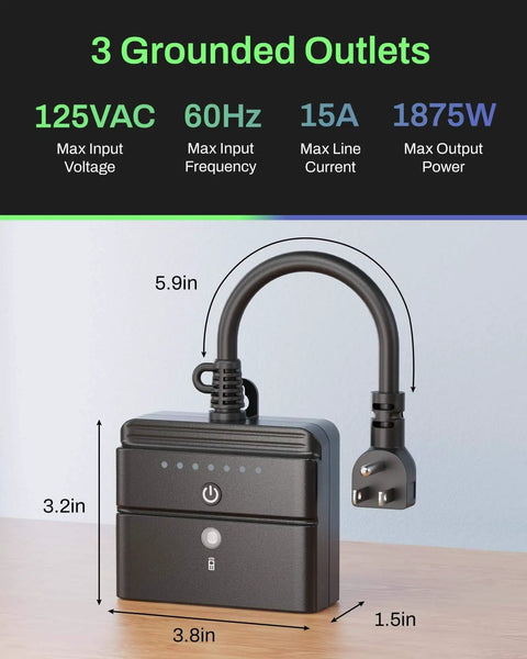 No Fuss Outdoor Light Timer With 3 Grounded Outlets Waterproof Dusk To Dawn Controller dimensions and specifications