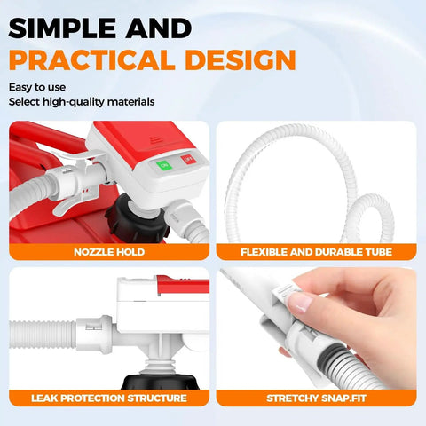 Image of Portable Fuel Transfer Pump With Auto Stop Sensor Prevents Spills 3.2 GPM Automatic Fuel Transfer Kit featuring nozzle hold and flexible tube