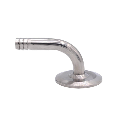 DERNORD sanitary hose barb 90-degree elbow with 1.5in tri-clamp flange, stainless steel, 1/2in tube OD