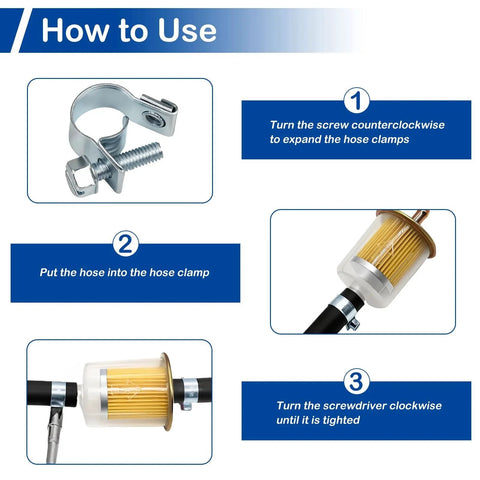 32 Piece Mini Fuel Line Clamps Set For 1/8 Inch Inner Diameter Fuel Injection Hose Adjustable 5/16 To 13/32 Inch Diameter Zinc Plated Gas Line Clips For Diesel Petrol Automotive Truck installation guide with diagrams.