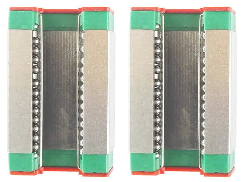 Close-up of 2 MGN15H blocks from 600mm MGN15 Linear Guide Rail Set With Preloaded MGN15H Blocks For DIY 3D Printer And CNC Machines
