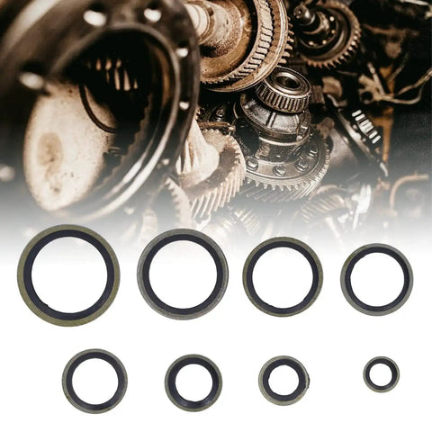 Heavy Duty 110 Piece Metal Bonded Oil Seal Washers Kit With High Temp Rubber O Rings, Self Centering Lip, And Storage Box